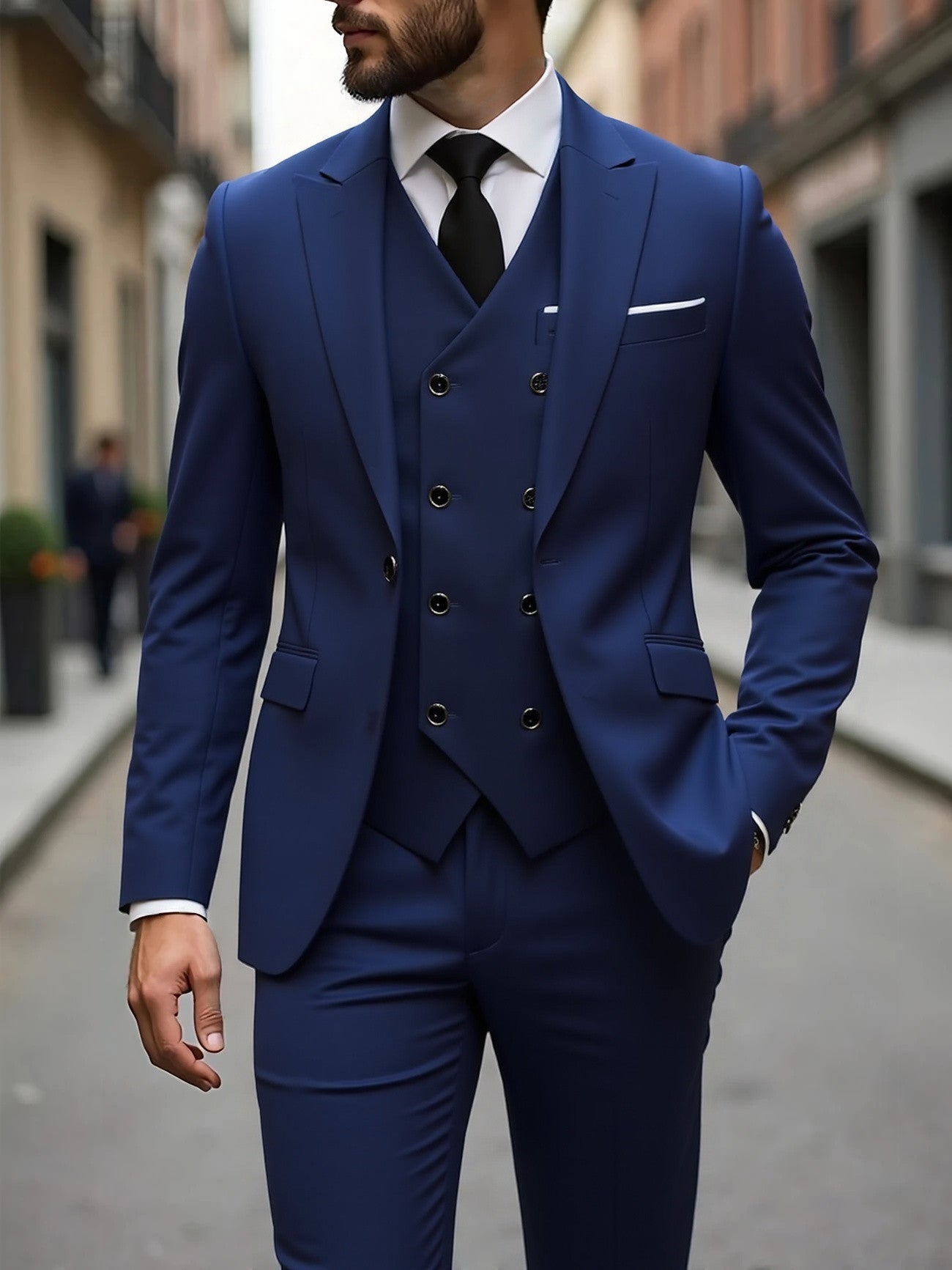 Double-breasted Three-Piece Suit Set for Men – Stylish Business Attire