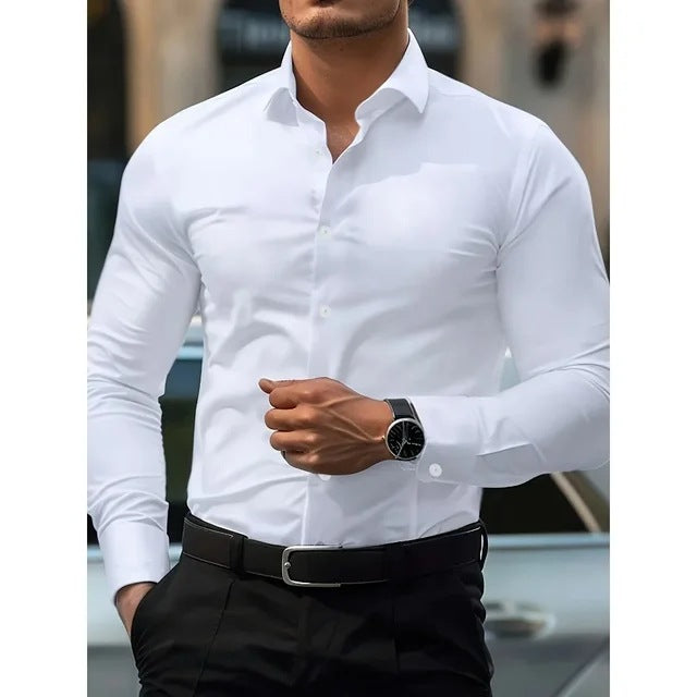 Artificial Silk Men's Casual Shirt - Solid Color Regular Fit Smart Casual Wear