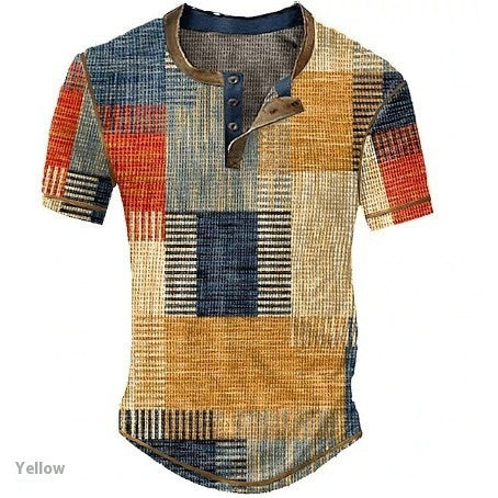 Men's Plaid Color Block T-Shirt - Short Sleeve Graphic Tee - Neon North Clothing