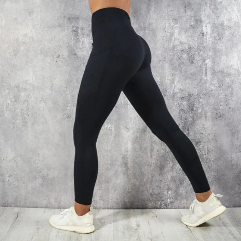 Fitness High Waist Tights Leggings with Pockets - Neon North Clothing