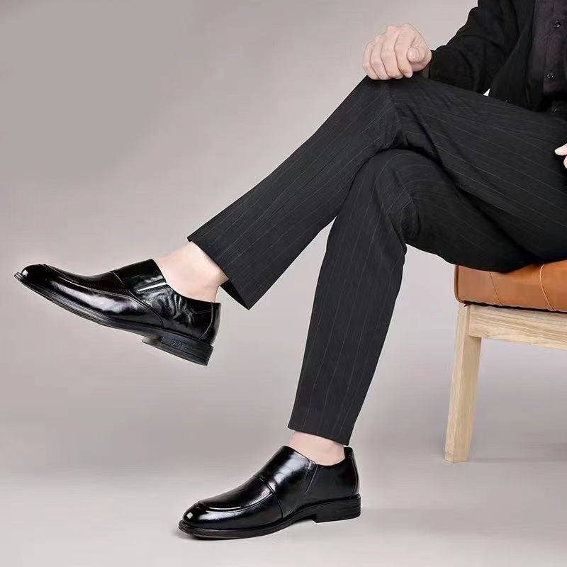 Leather Wedding Slip-On Shoes for Bridegroom | Soft Bottom Pointed Suit Shoes