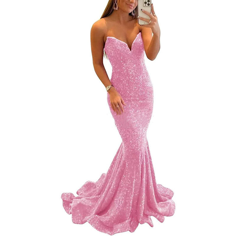 Sequin Evening Dresses For Women Formal Sexy Long Prom Party Gown - Neon North Clothing