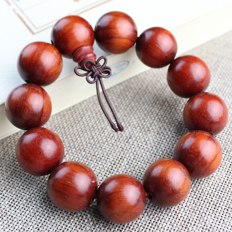 Red Pear Wood Bracelet with 108 Buddhist Bead Sandalwood Bracelet - Neon North Clothing