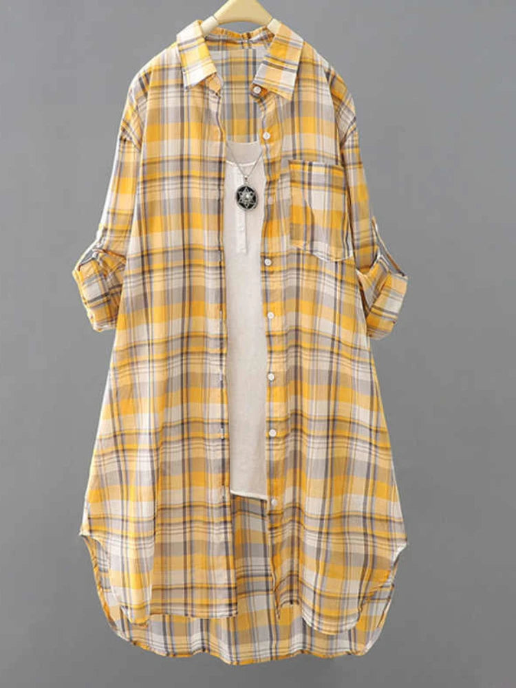 Plaid Elegant Shirt Style Blouse - Neon North Clothing