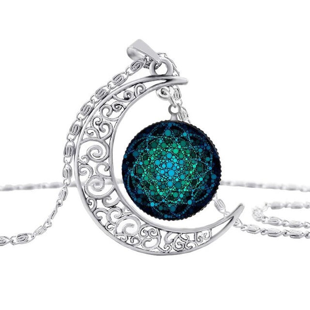 Flower of Life Glass Dome Sacred Geometry  Necklace - Neon North Clothing