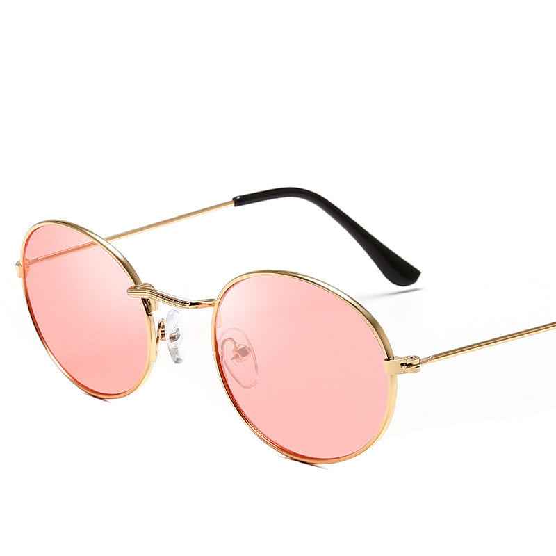 New Trend Retro Round Frame Sunglasses for Men and Women - Metal Water Drop Oval Sunglasses