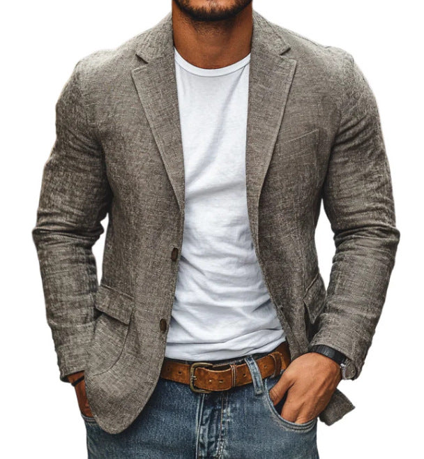Casual Printed Suit Jacket with Double-Button Design