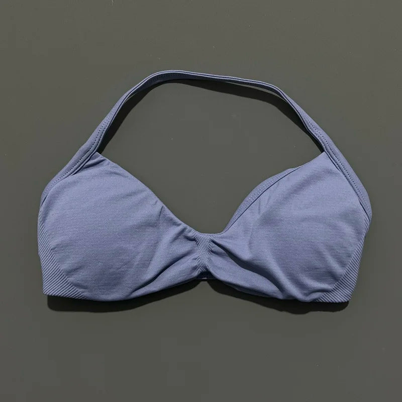 Strappy Backless Yoga Gym Bra with Push-up Removable Cups - Neon North Clothing