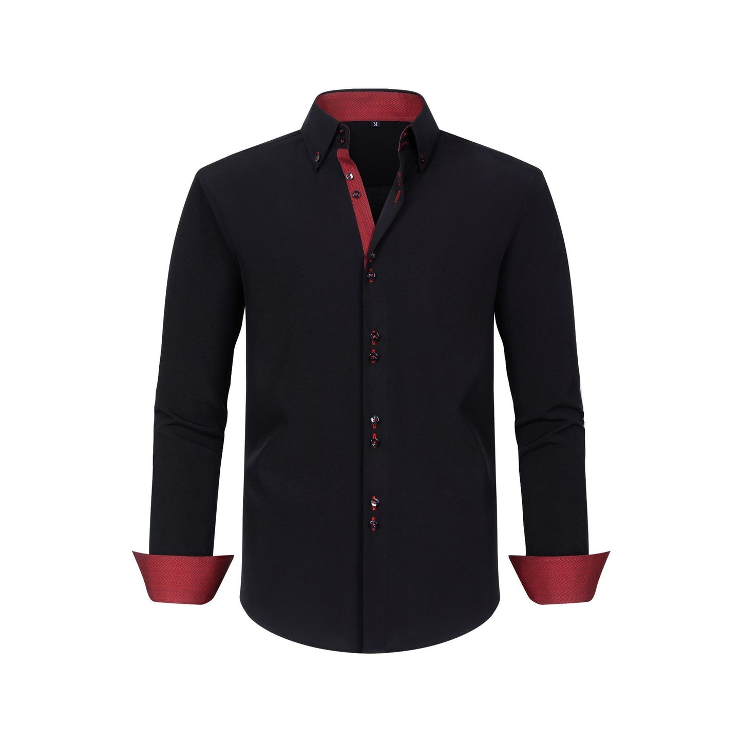 Mens Colorblock Polka Dot Shirt with Four-Way Stretch for Ultimate Comfort