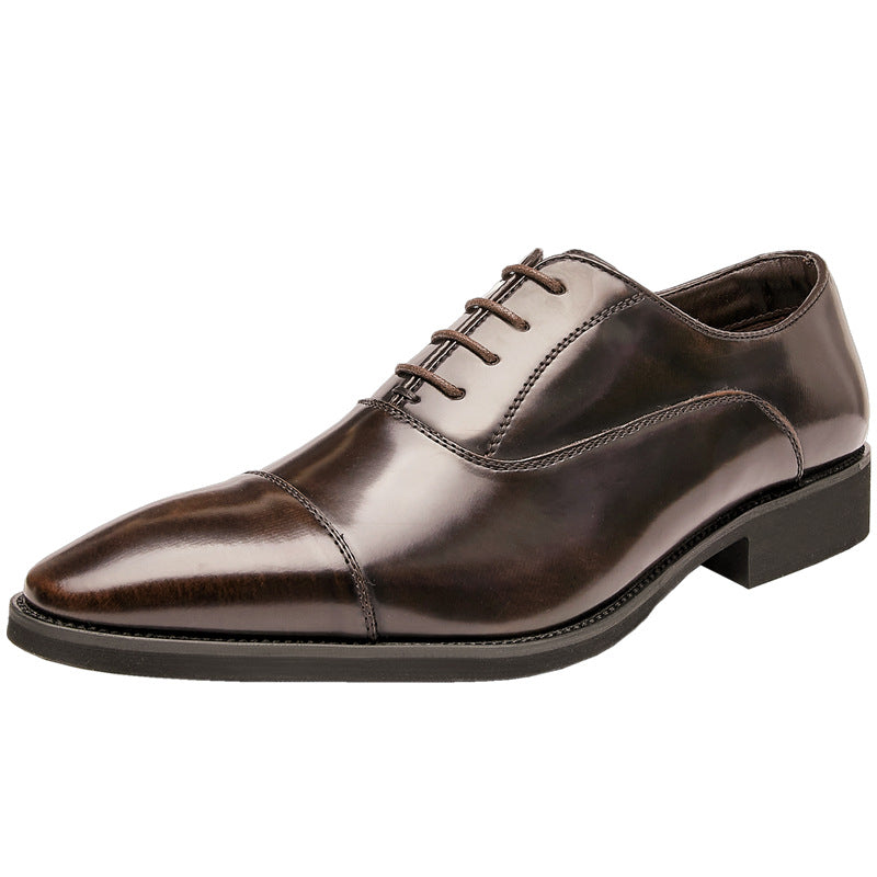 Chaussures Oxford à bout pointu et semelle souple pour homme d'affaires, en cuir verni à trois articulations 