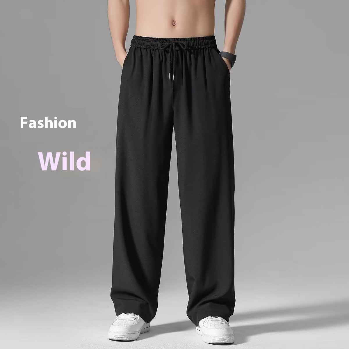 Ice Silk Summer Pants for Men - Thin Quick-Drying Wide-Leg Sweatpants