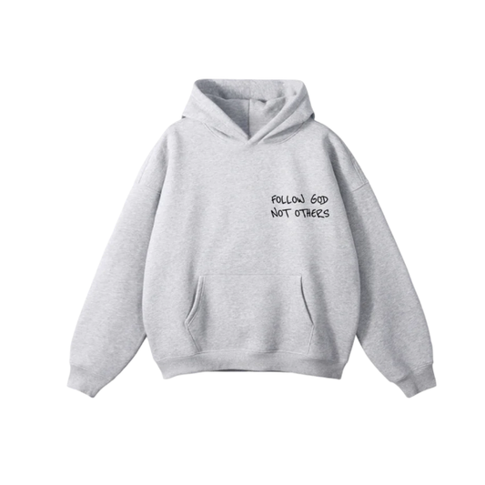 Light Gray Graphic Hoodie - Drop-Shoulder Loose Fit Sweater