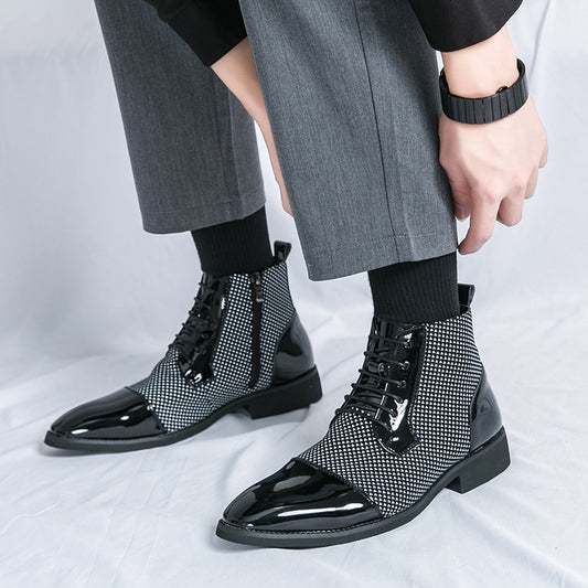 Men's Formal Leather Shoes with Side Zipper for Business Style