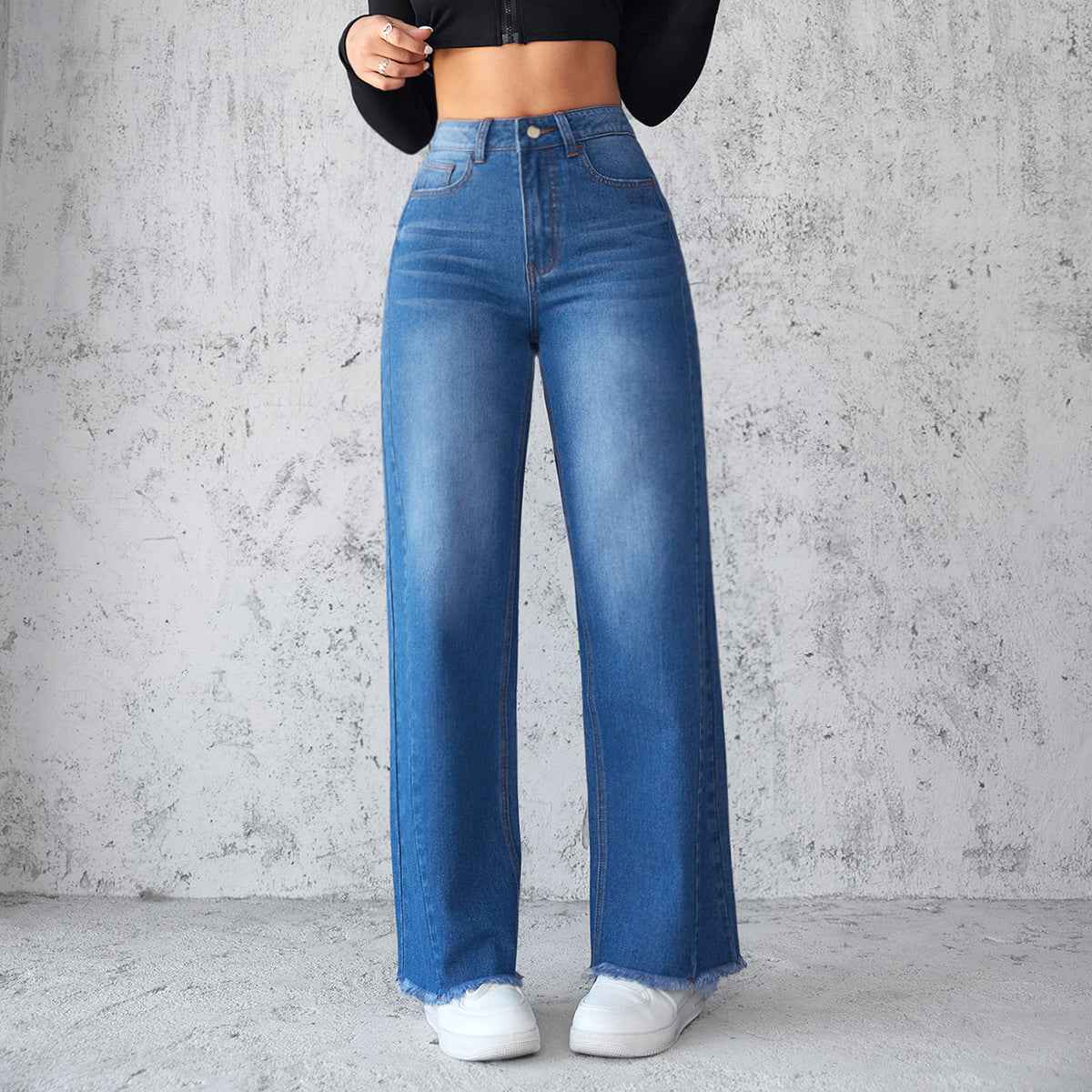 Women's High-Waist Wide Leg Jeans for Trendy Style and Comfort