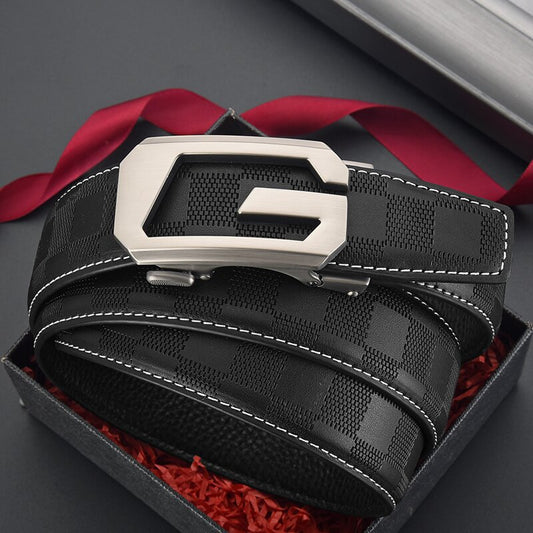 Mens Leather Belt With Lettering - Neon North Clothing