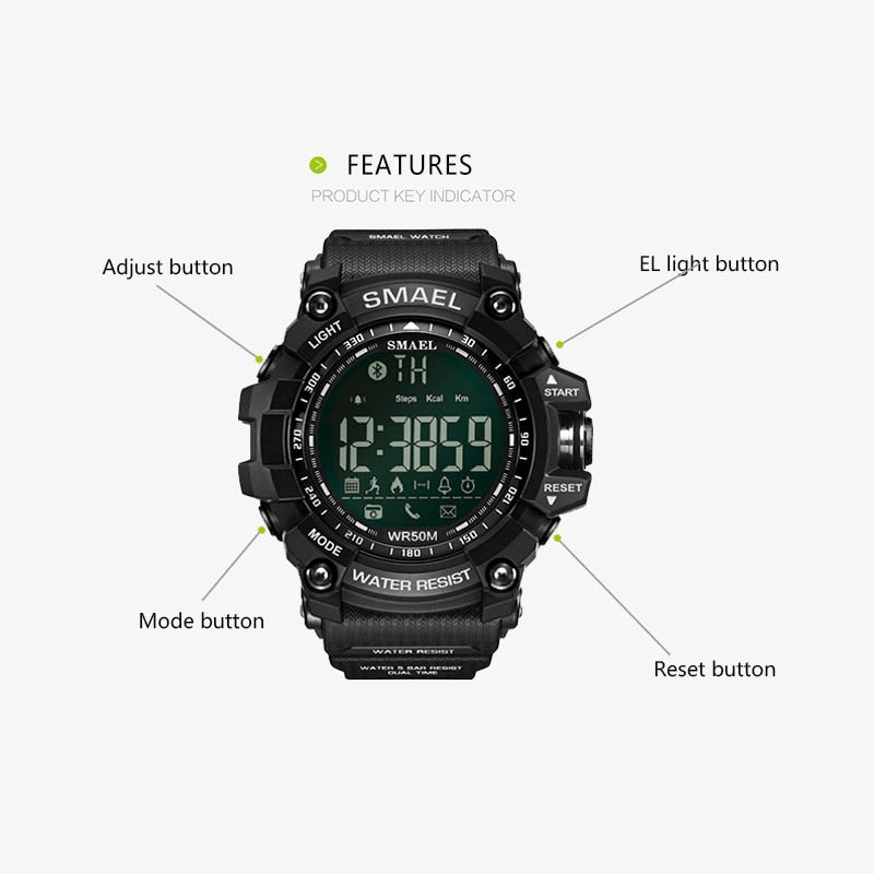 Mens Military Smartwatch - Waterproof LED Digital Chronograph with Multifunction Features - Neon North Clothing