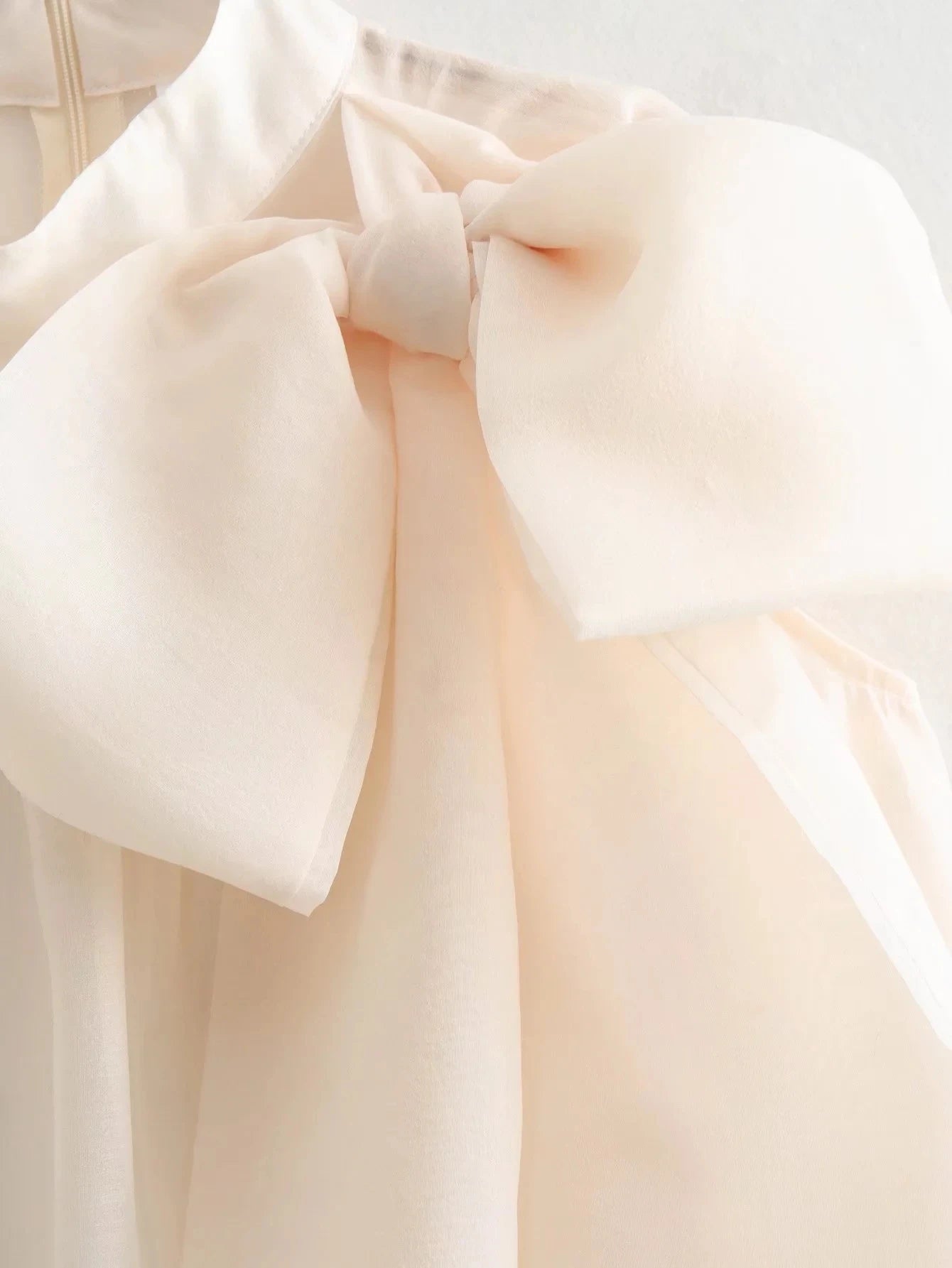 Women Semi-Transparent  Ruched High Neck Elegant Blouse - Neon North Clothing