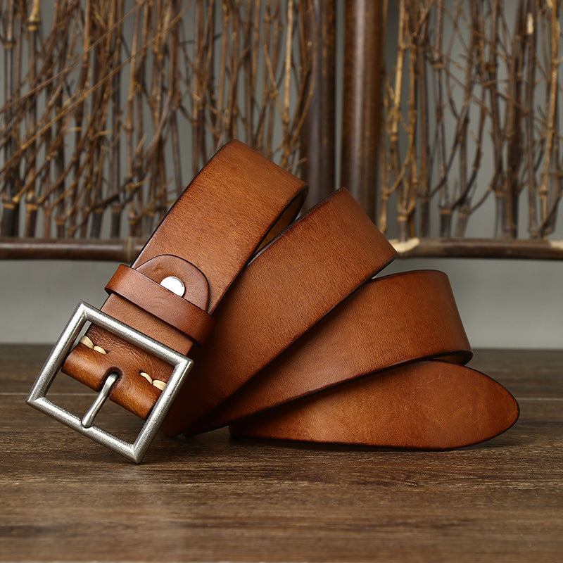 Handmade Cattlehide Belt for Men - First Layer Pure Leather - Neon North Clothing
