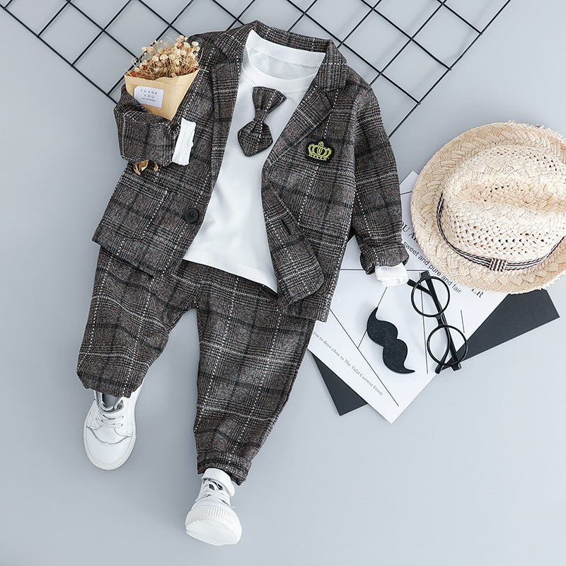 Boys Plaid 3 Piece Suit for Gentlemen - Stylish Check Outfit