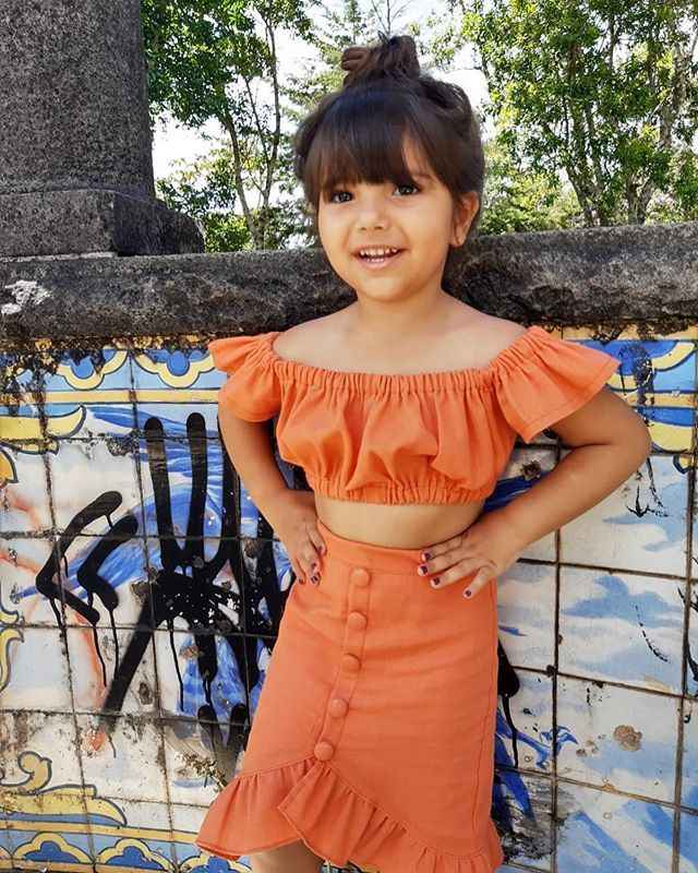 Girls Orange Skirt Set - Vibrant Two-Piece Outfit for Stylish Girls