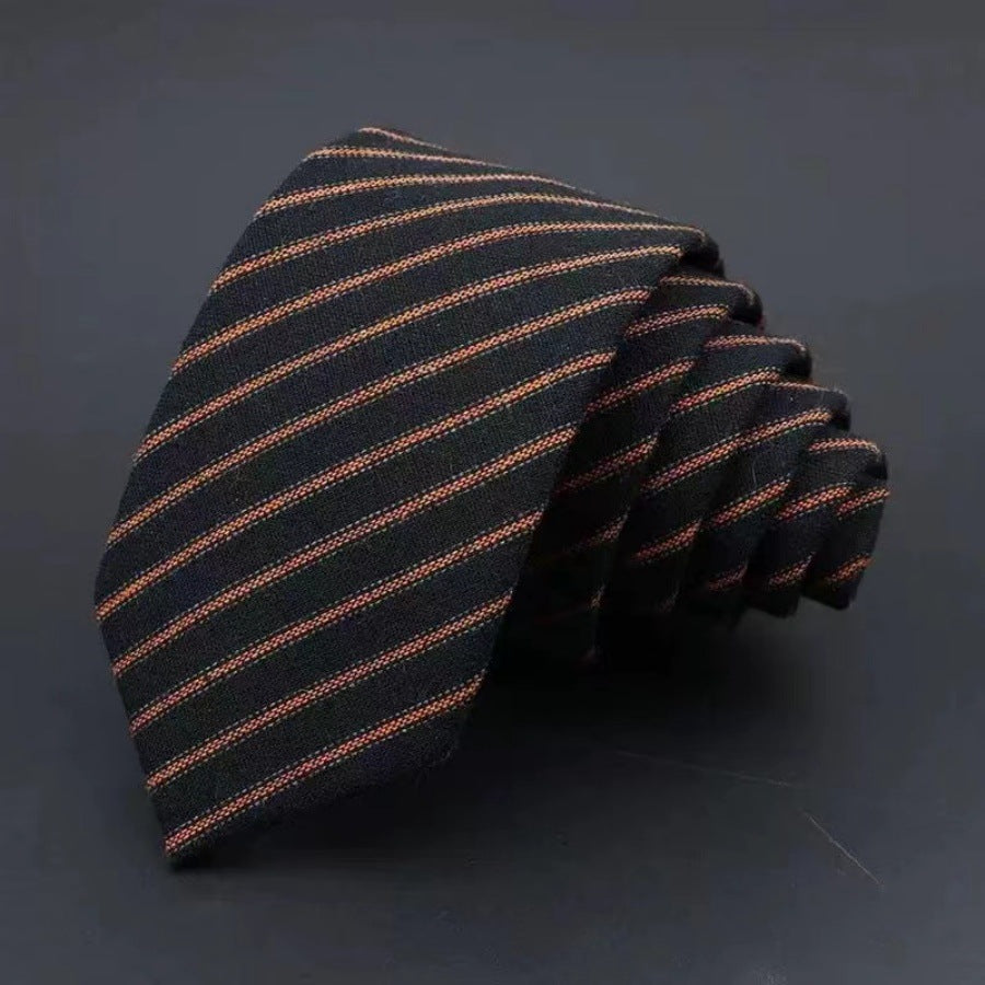 Thickened Sanded Fabric Men's Striped Cotton Tie - Solid Color Business Accessory - Neon North Clothing
