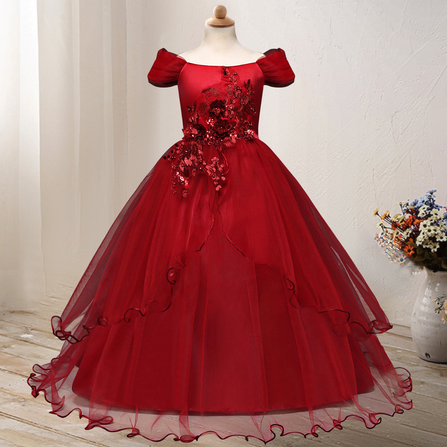 One-shoulder Flower Dress for Princesses