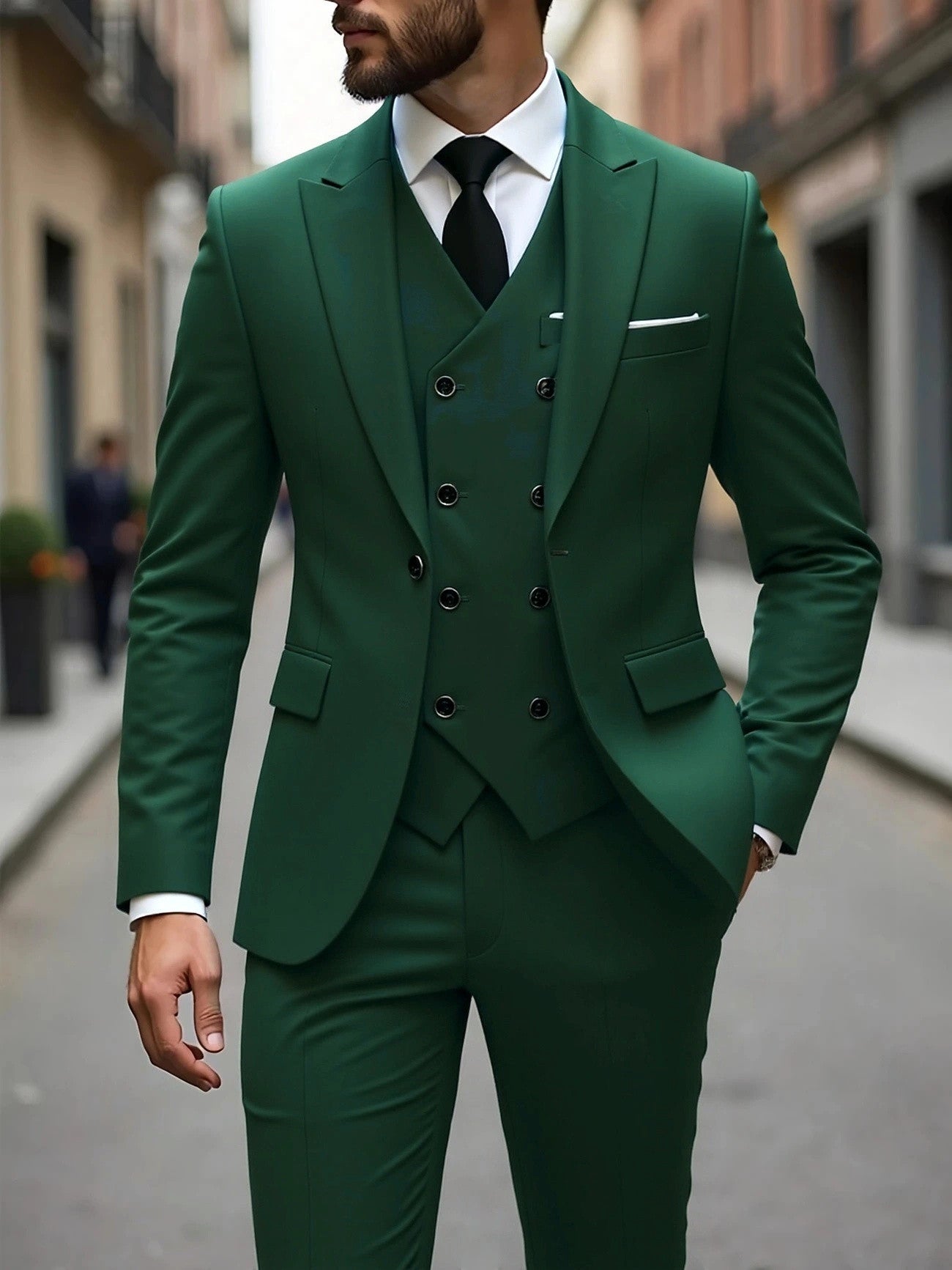 Double-breasted Three-Piece Suit Set for Men – Stylish Business Attire