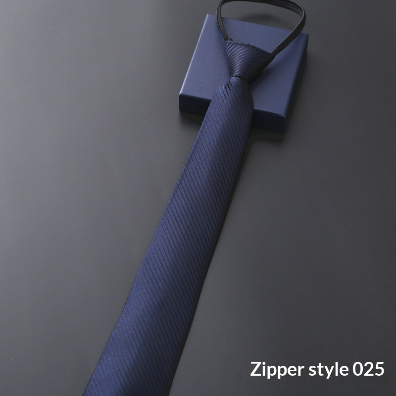 Mens Formal Zipper Tie with Blue Stripes for Business Attire - Neon North Clothing