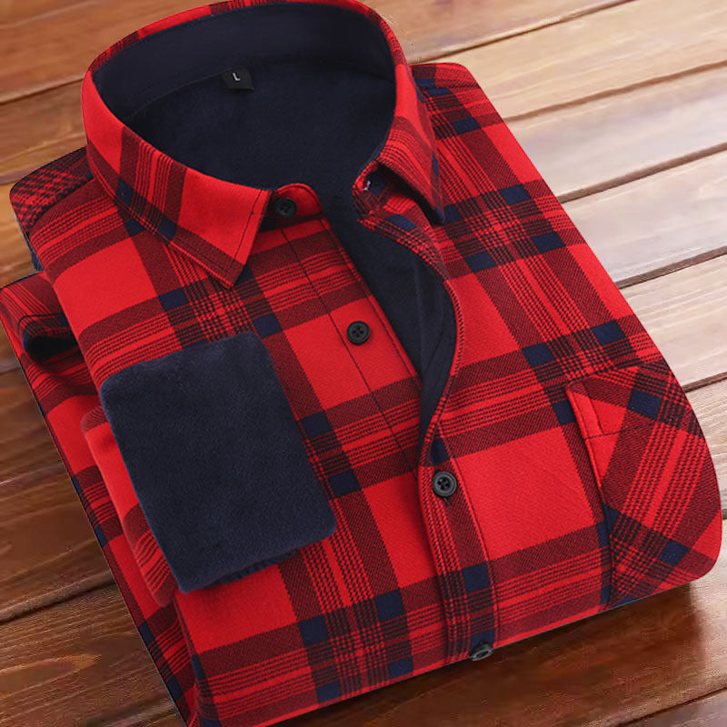 Fleece-lined Plaid Shirt For Warmth