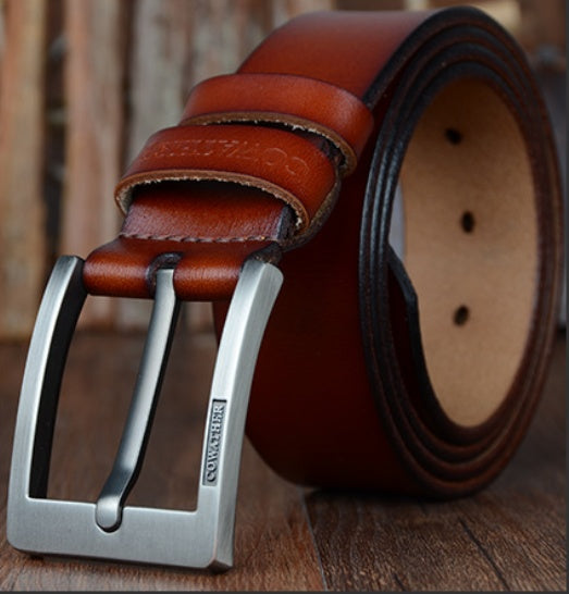 Genuine Leather Men's Belt with Pin Buckle Design - Neon North Clothing
