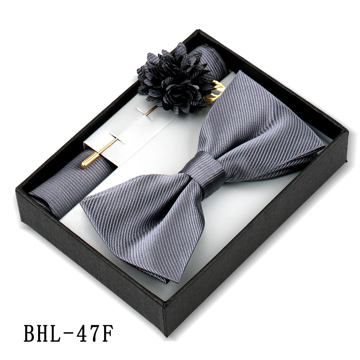 Men's Bow Tie Pocket Square Set with Brooch - Solid Color Elegance - Neon North Clothing