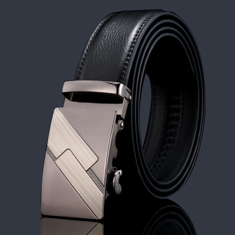 Mens Leather Belt Automatic Buckle - Genuine Leather for Comfort and Style - Neon North Clothing
