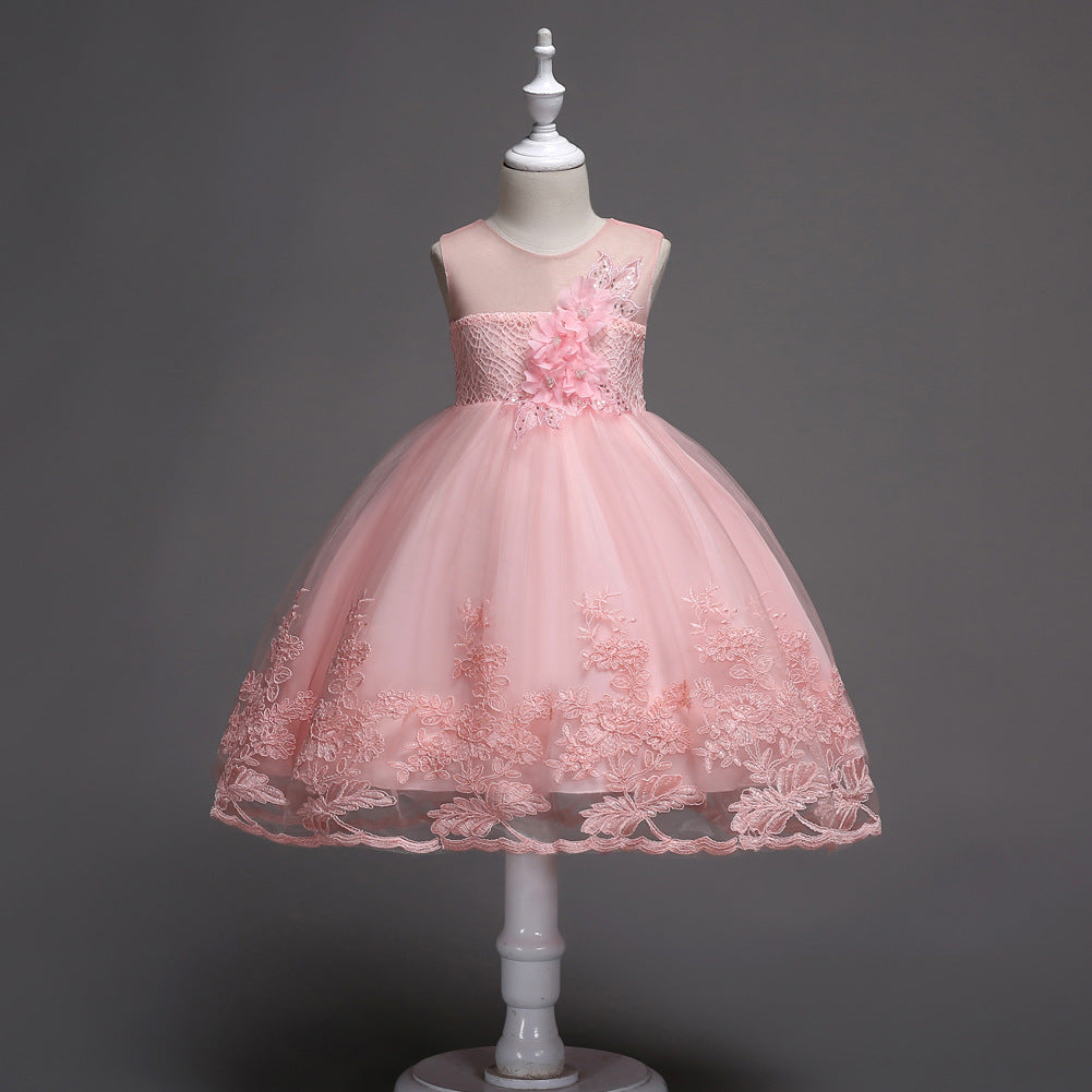 Embroided Princess Girls Dress - Enchanting Embroidered Princess Dress for Little Dreamers