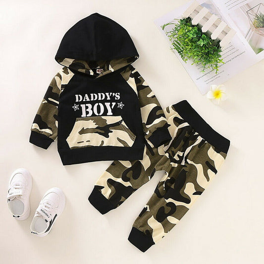 Daddy's Boy Camo Set - Hoodie and Pants Camouflage Outfit