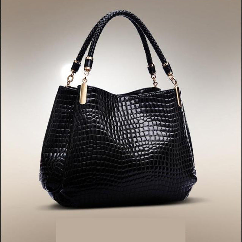 Sac à main femme à motif crocodile et section carrée verticale