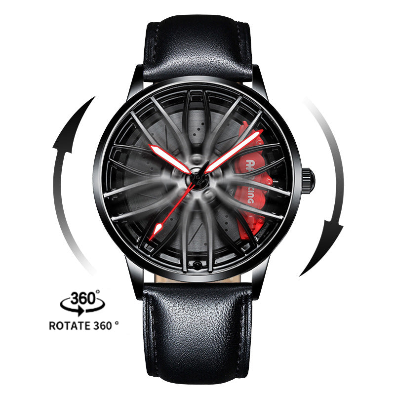 NEON NORTH Luxury Mens Watch Stainless Steel Car Wheel Hub Quartz Watch For Men - Neon North Clothing