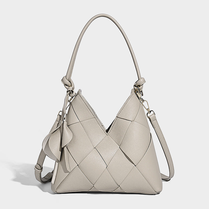 Niche Woven Patchwork Bag With Large Capacity