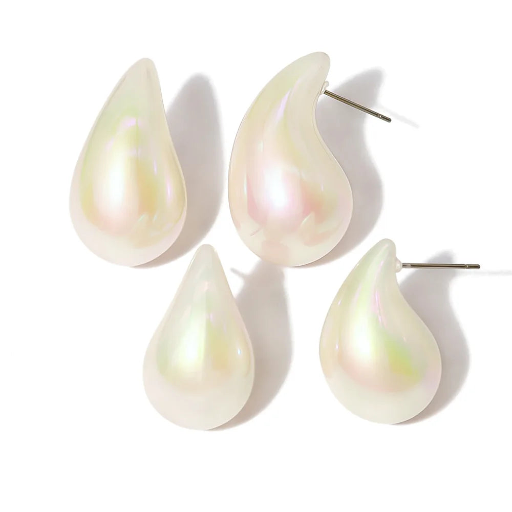 Acrylic White Water Drop Earring Chubby Elegant Earrings - Neon North Clothing