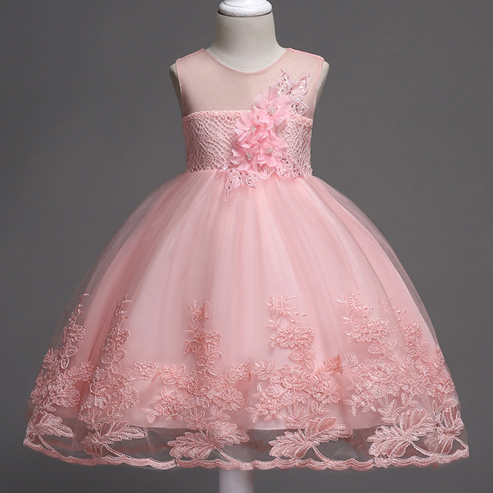 Embroided Princess Girls Dress - Enchanting Embroidered Princess Dress for Little Dreamers