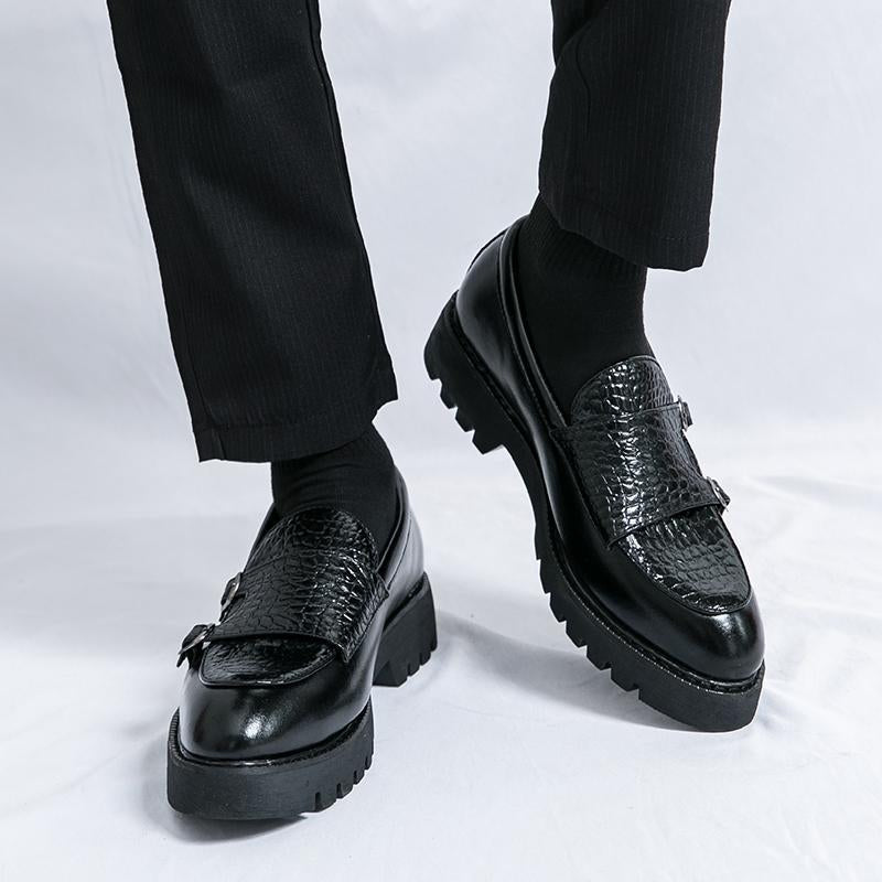 Slip-on Men's Leather Loafers with Platform Height