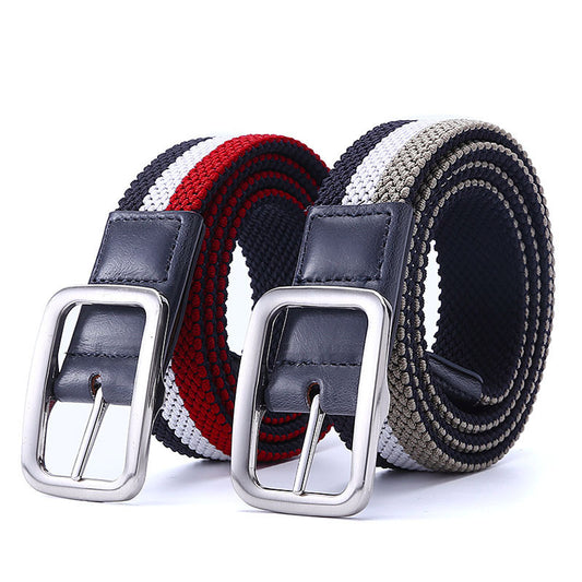 Men's Elastic Woven Belt with Durable Buckle