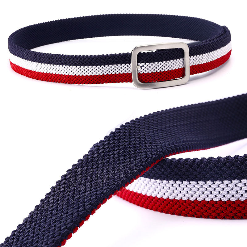 Men's Elastic Woven Belt with Durable Buckle