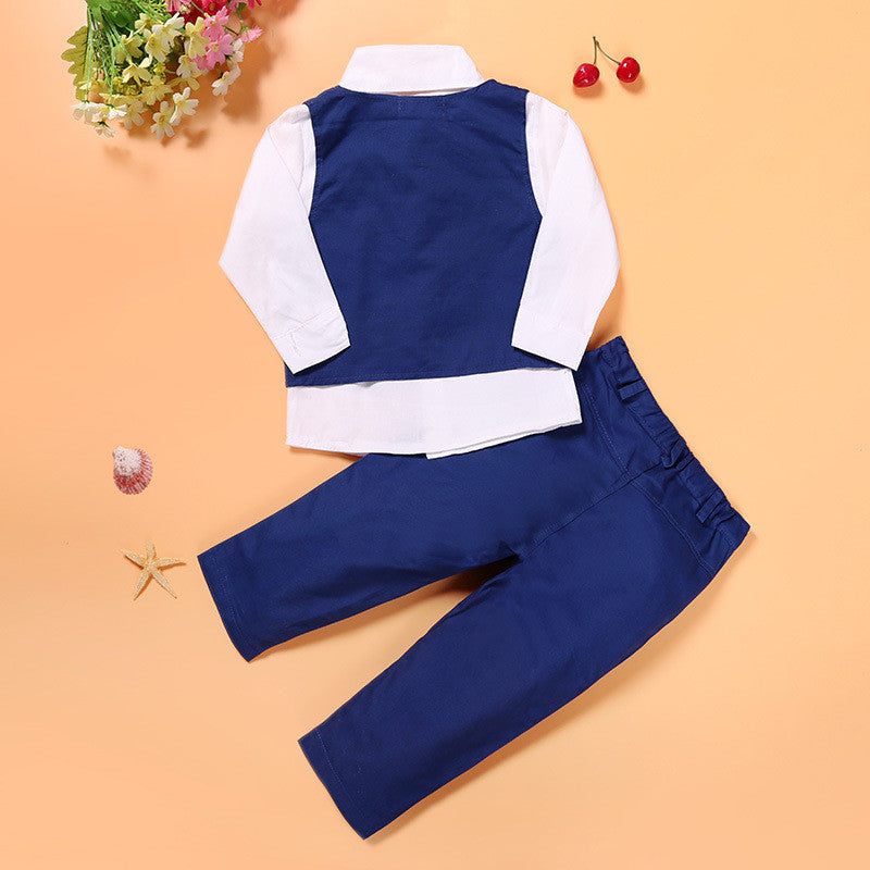 Boys Blue Suit Set - Elegant 4 Piece Gentleman Suit for Young Boys