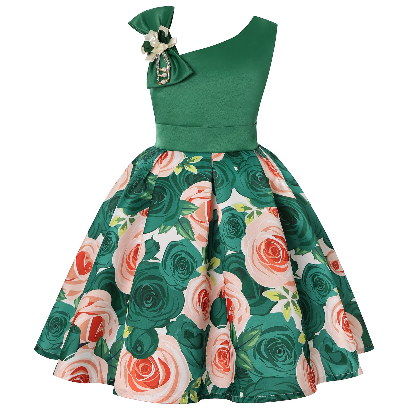 Vestido de princesa con estampado floral digital para niñas 
