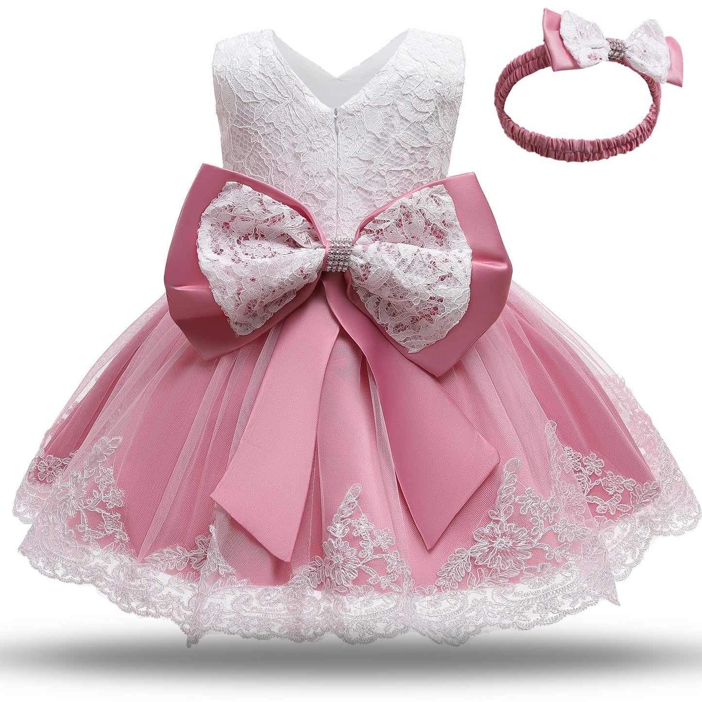Baby Girls Christening Gown White Flower Ball Dress
