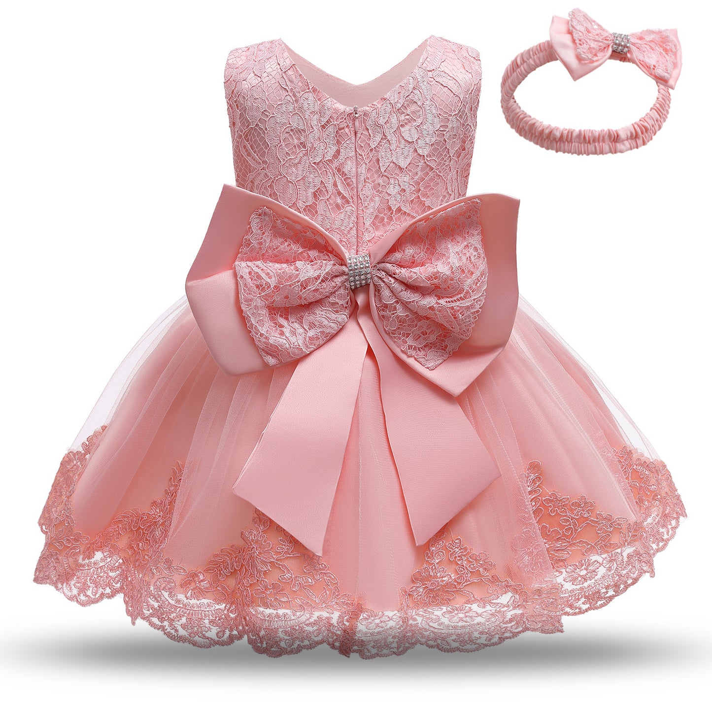 Baby Girls Christening Gown White Flower Ball Dress