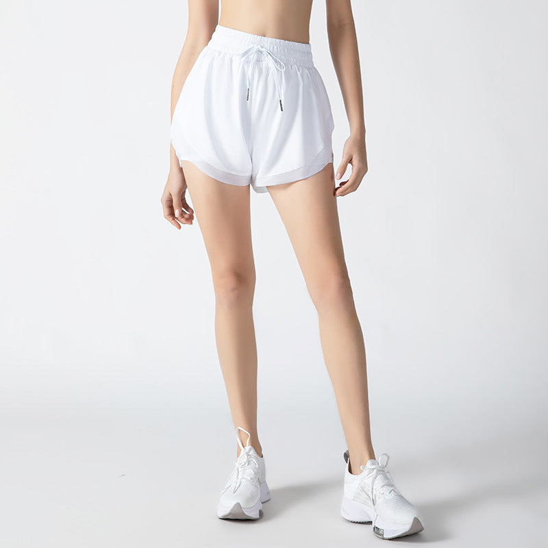 Women Fitness Shorts with Mesh Lace Design