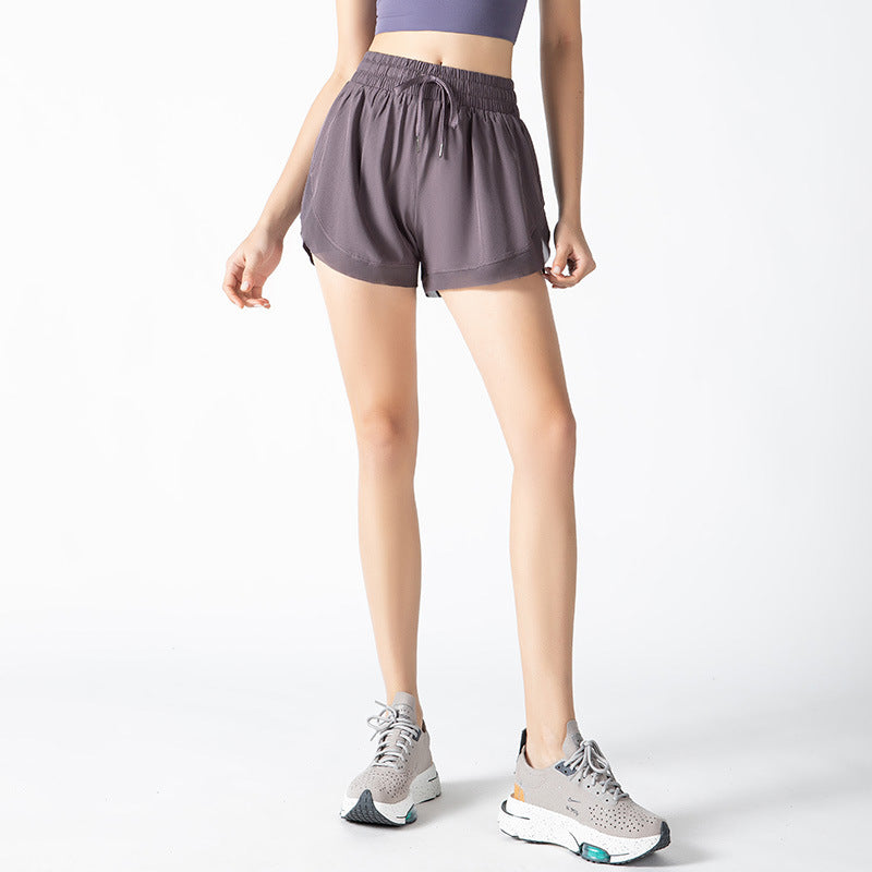 Women Fitness Shorts with Mesh Lace Design