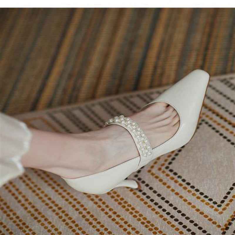 Pointed Toe Stiletto Heels Women - Temperament Leather High Heels