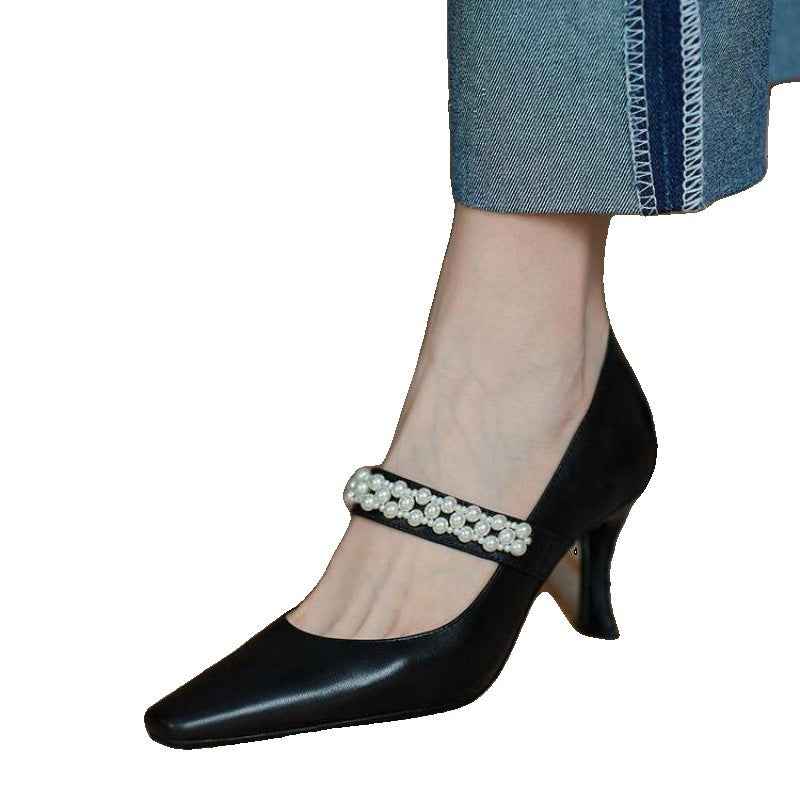 Pointed Toe Stiletto Heels Women - Temperament Leather High Heels